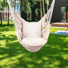 Load image into Gallery viewer, Hammocks Hanging Rope Hammock Chair Swing Seat with Two Seat Cushions and Carrying Bag, Weight Capacity 300 Lbs, Natural

