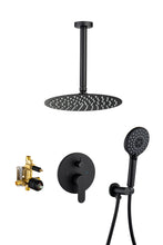 Load image into Gallery viewer, Black Shower System, Ceiling Rainfall Shower Faucet Sets Complete of High Pressure, Rain Shower Head with Handheld, Bathroom 10\\\\\\\&#39;\\\\\\\&#39; Shower Combo with Rough-in Valve Included
