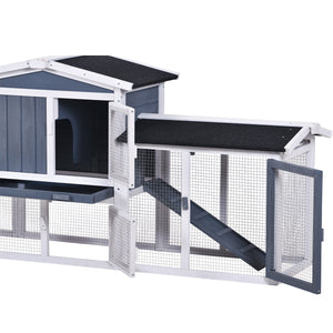 TOPMAX Rabbit Hutch Wood House Pet Cage Chicken Coop for Small Animals, Gray+White