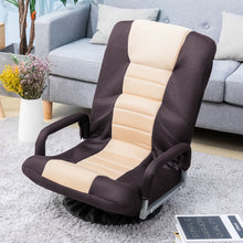Load image into Gallery viewer, TOPMAX Swivel Video Rocker Gaming Chair Adjustable 7-Position Floor Chair Folding Sofa Lounger,Brown+Beige

