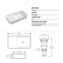 Load image into Gallery viewer, Ceramic Rectangular Above Counter White Bathroom Sink Art Basin
