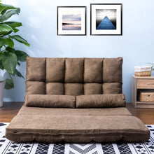 Load image into Gallery viewer, Double Chaise Lounge Sofa Floor Couch and Sofa with Two Pillows (Brown)
