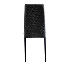 Load image into Gallery viewer, Black modern minimalist dining chair fireproof leather sprayed metal pipe diamond grid pattern restaurant home conference chair set of 6
