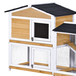 TOPMAX Upgraded Pet Rabbit Hutch Wooden House Chicken Coop for Small Animals, Natural