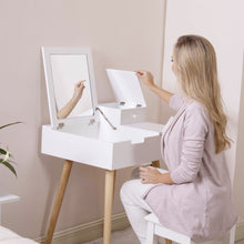Load image into Gallery viewer, Wooden Vanity Desk Flip-top Dressing Mirror Writing table Computer Desk,White

