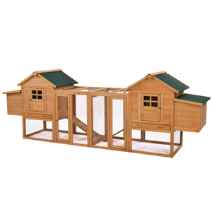 TOPMAX 123.6" Large Outdoor Wooden Chicken Coop Poultry Cage Rabbit Hutch Small Animal House with 2 Ramps for 6 Chickens, Natural Color