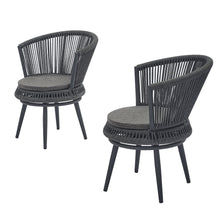 Load image into Gallery viewer, Modern outdoor table and chair woven-belt rope wicker hand-make weaving furniture Swivel Rope Chair 3PCS Rattan Chair
