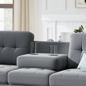 Orisfur. Sectional Sofa with Reversible Chaise Lounge, L-Shaped Couch with Storage Ottoman and Cup Holders