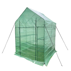Mini Walk-in Greenhouse Indoor Outdoor -2 Tier 8 Shelves- Portable Plant Gardening Greenhouse (56L x 56W x 76H Inches), Grow Plant Herbs Flowers Hot House