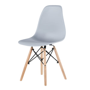 Light Gray simple fashion leisure plastic chair environmental protection PP material thickened seat surface solid wood leg dressing stool restaurant outdoor cafe chair set of 1