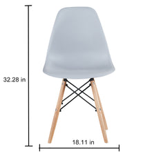 Load image into Gallery viewer, Light Gray simple fashion leisure plastic chair environmental protection PP material thickened seat surface solid wood leg dressing stool restaurant outdoor cafe chair set of 1
