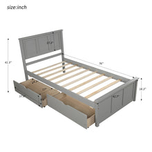 Load image into Gallery viewer, Platform Storage Bed, 2 drawers with wheels, Twin Size Frame, Gray (New SKU: WF283062AAE)
