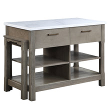 Load image into Gallery viewer, ACME Feivel Kitchen Island w/Pull Out Table in Marble Top Top &amp; Rustic Oak Finish DN00307
