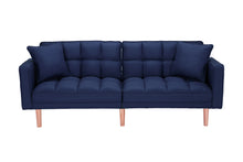 Load image into Gallery viewer, FUTON SLEEPER SOFA WITH 2 PILLOWS NAVY BLUE FABRIC (same as W223S00990,W223S00581)
