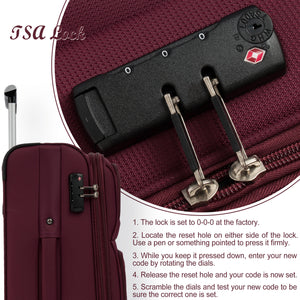 Softside Luggage Expandable 3 Piece Set Suitcase Upright Spinner Softshell Lightweight Luggage Travel Set
