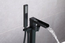 Load image into Gallery viewer, Bathtub Faucet Waterfall Tub Filler Floor Mount Brass Single Handle Bathroom Faucets with Hand Shower
