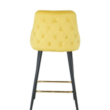 Load image into Gallery viewer, Luxury Modern Yellow Velvet Upholstered High Bar Stool Chair With Gold Legs(set of 2)

