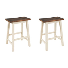 Load image into Gallery viewer, TOPMAX Farmhouse Rustic 2-piece Counter Height Wood Kitchen Dining Stools for Small Places, Walnut+ Cream White
