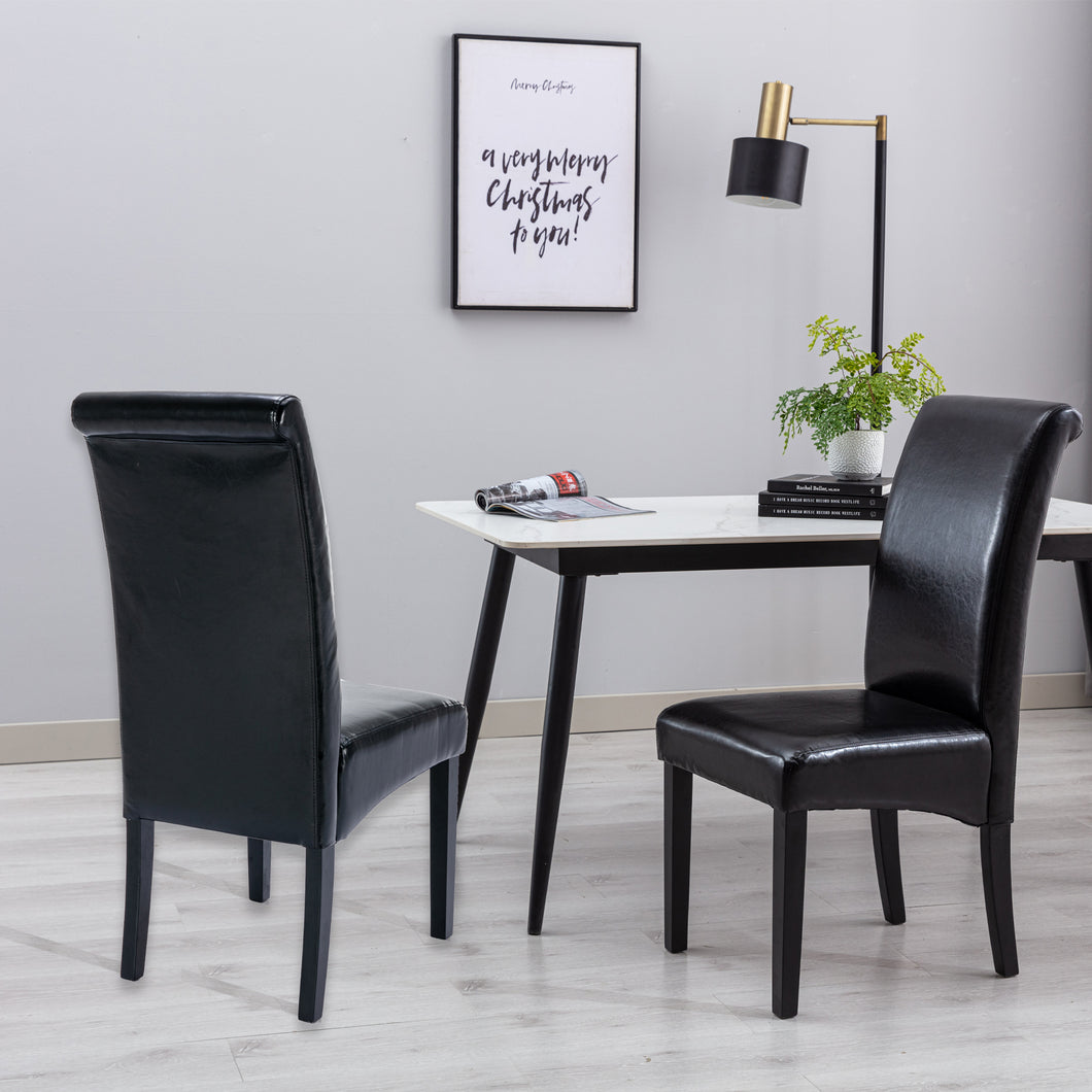 HengMing Upholstered Accent Dining Chair, Set of 2, Black PU Leather