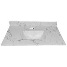 Load image into Gallery viewer, Montary 37inch bathroom vanity top stone carrara white new style tops with rectangle undermount ceramic sink and single faucet hole
