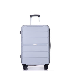 Hardshell Suitcase Spinner Wheels PP Luggage Sets Lightweight Suitcase with TSA Lock,3-Piece Set (20/24/28) ,Silver