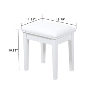 Wooden Vanity Stool Makeup Dressing Stool for Bedroom,Living Room and Study Room,White