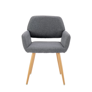 Hengming  Small Modern Living Dining Room Accent  Chairs Fabric Mid-Century Upholstered Side Seat Club Guest with Metal Legs  Legs (Gray)