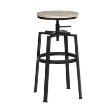 Load image into Gallery viewer, Backless Adjustable Height Bar Stools with Metal Legs, Oak seat, Set of 2
