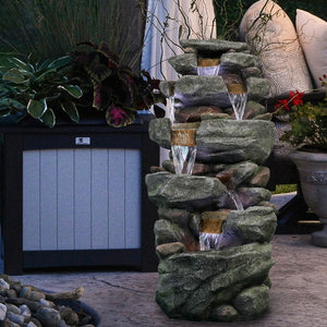 40.5inch Garden Outdoor Water Fountain with 6 LED is the perfect addition