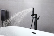 Load image into Gallery viewer, Bathtub Faucet Waterfall Tub Filler Floor Mount Brass Single Handle Bathroom Faucets with Hand Shower
