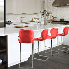 Load image into Gallery viewer, Bar chair modern design for dining and kitchen barstool with metal legs set of 4 (Red)
