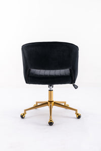 Hengming Home Office Computer Desk Chair  ,Velvet Accent Armchair,Adjustable Swivel Task Stool with Gold Plating Base