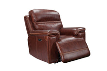Load image into Gallery viewer, Genuine Top Grain Leather recliner, electric motion dual power reclining Chair w/ Power Headrest
