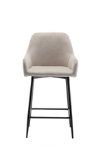 Load image into Gallery viewer, BTEXPERT Set of 2 Premium upholstered Dining 25&quot; High Back Stool Bar Chairs, Beige fabric Barstools
