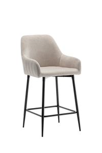 BTEXPERT Set of 2 Premium upholstered Dining 25" High Back Stool Bar Chairs, Beige fabric Barstools