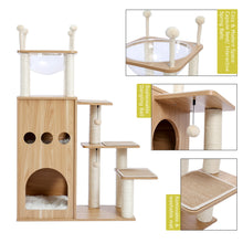 Load image into Gallery viewer, Cat Tree Modern Cat Tower Featuring with Fully Sisal Covering Scratching Posts, Deluxe Condos and Large Space Capsule Nest
