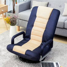 Load image into Gallery viewer, TOPMAX Swivel Video Rocker Gaming Chair Adjustable 7-Position Floor Chair Folding Sofa Lounger,Blue+Beige
