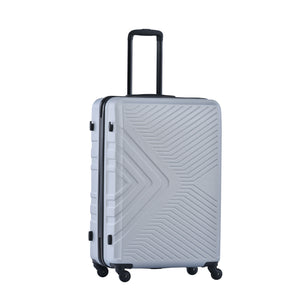 3 Piece Luggage Sets ABS Lightweight Suitcase with Two Hooks, Spinner Wheels, TSA Lock, Silver (20/24/28)