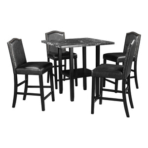 TOPMAX 5 Piece Dining Set with Matching Chairs and Bottom Shelf for Dining Room, Black Chair+Black Table