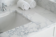 Load image into Gallery viewer, Montary 37&quot;x 22&quot; bathroom stone vanity top carrara jade  engineered marble color with undermount ceramic sink and single faucet hole with backsplash
