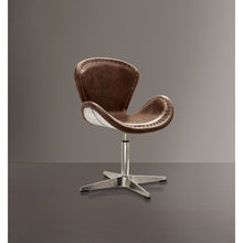 Load image into Gallery viewer, ACME Brancaster Accent Chair (1Pc) in Retro Brown Top Grain Leather &amp; Aluminum 96554
