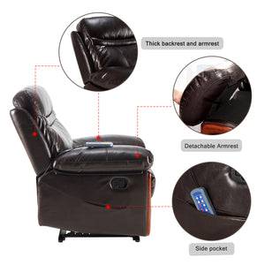 Orisfur. Massage Recliner PU Leather Sofa Chair with Heating and Massage Vibrating  Function