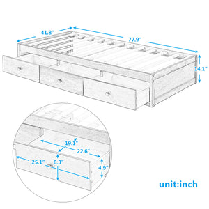 Orisfur. Twin Size Platform Storage Bed with 3 Drawers