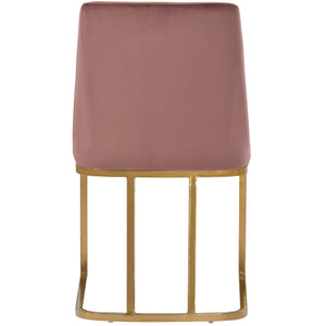 TOPMAX Modern Minimalist Gold Metal Base Upholstered Armless Velvet Dining Chairs Accent Chairs Set of 2, Pink