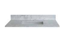 Load image into Gallery viewer, Montary 43&quot;x 22&quot; bathroom stone vanity top carrara jade  engineered marble color with undermount ceramic sink and single faucet hole with backsplash
