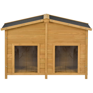 GO 47.2 ” Large Wooden Dog House Outdoor,  Outdoor & Indoor Dog Crate, Cabin Style, With Porch, 2 Doors