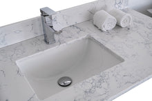 Load image into Gallery viewer, Montary 43&quot;x 22&quot; bathroom stone vanity top carrara jade  engineered marble color with undermount ceramic sink and single faucet hole with backsplash
