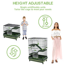 Load image into Gallery viewer, 【VIDEO provided】4-Tier 32&quot;Small Animal Metal Cage Height Adjustable with Lockable Casters  Grilles Pull-out Tray for Rabbit Chinchilla Ferret Bunny Guinea Pig Squirrel Hedgehog(GREEN)
