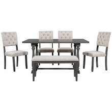 Load image into Gallery viewer, TREXM 6-Piece Dining Table and Chair Set with Special-shaped Legs and Foam-covered Seat Backs&amp;Cushions for Dining Room (Gary)
