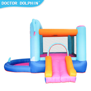 Oxford Fabric 420D+840D Blue Elephant inflatable castle bounce house  slide and jumping  with 350W Blower